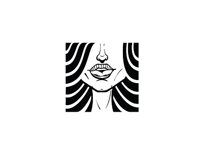 GIRL black chick girl illustration lines logo white