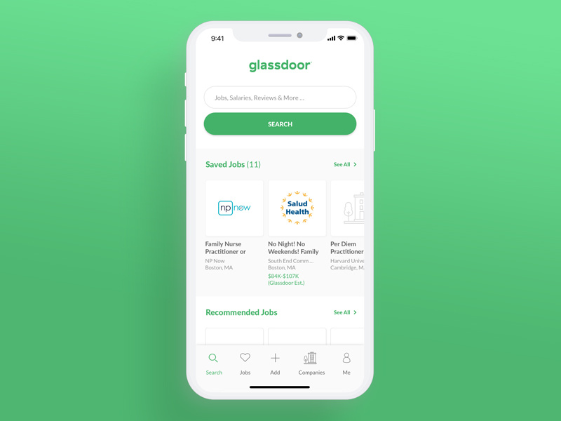 Glassdoor App Redesign by Denise Gotta on Dribbble