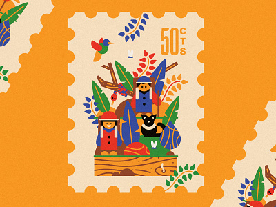 Between savannah and jungle 🐍 animals bird cat flatdesign hiking illustration jungle snake stamps