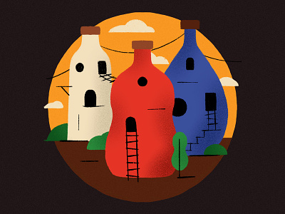 Inktober 18 - Bottle bottle cabin flatdesign illustration inktober ipadpro procreate