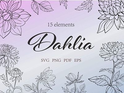 Dahlia Bouquet SVG dahlia logo dahlia print dahlia stamp dahlia svg graphic design illustration