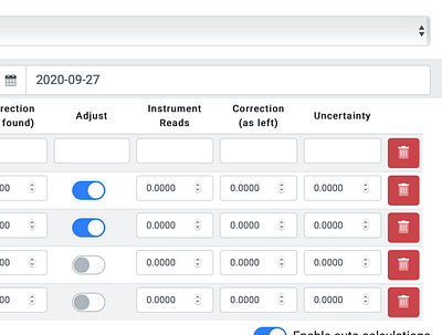 Data entry form certificate data toggle switch