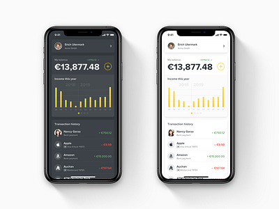 Mobile Wallet Homepage Concept bank app concept dark theme dark ui finance app fintech ios ios app light theme light ui mobile app design wallet