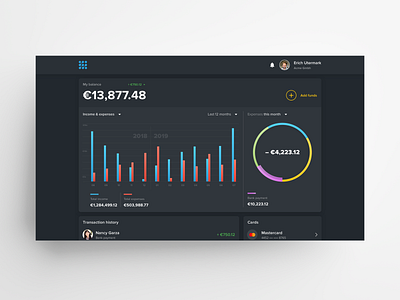 Web Wallet Homepage Concept (Dark) bank app dark mode dark ui dashboad finance app fintech wallet app web app design web application web design