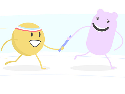 "Orangey" and "Pinky" teamwork characters! illustration sketch ui web design