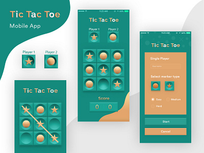 Tic Tac Toe app icon modern logo ui design ux