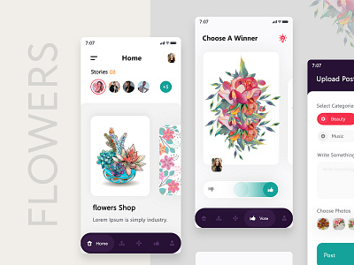 Flowers App Design app branding design illustration modern logo typography ui ui design ux