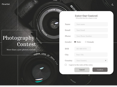 Photography Contest Registration Page #DailyUI001