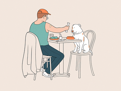 A very special lunch date character date dog doggy drawing eating good vibes goodvibes happy illustration love lunch man men outdoor dining outdoors people procreate vaccinated