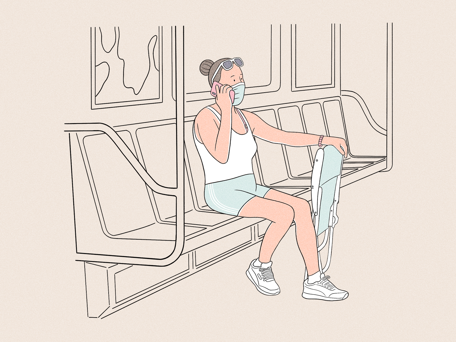 A subway ride in the New York City summer. ☀️🗽 calling character drawing hot illustration men mta newyork nyc people procreate ride sleeping subway summer texting women
