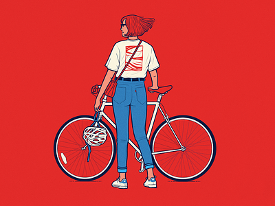 Free and riding. 🚴 bicycling bluejeans character denim drawing goodvibes graphictee illustration people procreate riding summervibes woman women