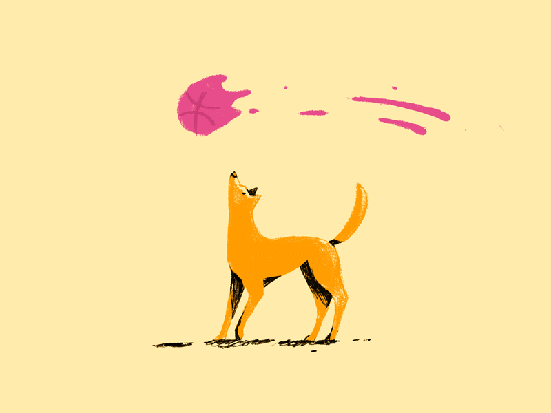 First shot! pet design first try ruda the dog brush stop-motion frame by frame photoshop funny jump 2d cel animation illustration drawing messy doggy first shot animation hello dribbble ps photoshop doggo