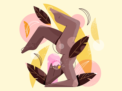 Banana Lady 2d banana brush character design fruit fun girl illustration lady nude shape yoga