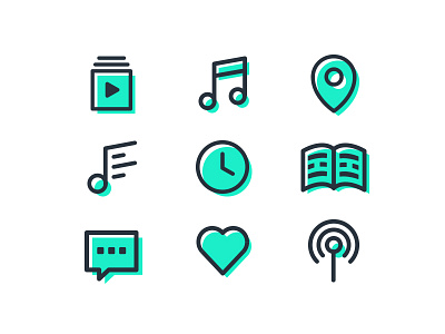 KL App Icons - WIP alarm favorite heart icons location lyrics message music signal