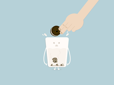 Oreo & milk biscuit breakfast character flat food graphic design illustration like love milk shot vector