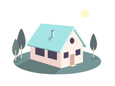 Home sweet home 3d colors graphic design green home illustration illustrator shot sun tree vector window