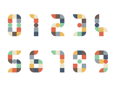 Numbers collection color flat geometric graphicdesign illustration illustrator modern numbers type typography vector