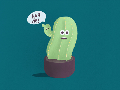 Lovely cactus cactus color design flat green hugs illustration ipad love minimal nice plant