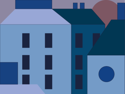 Urban landscape in blue tones 3d animation branding graphic design logo motion graphics ui