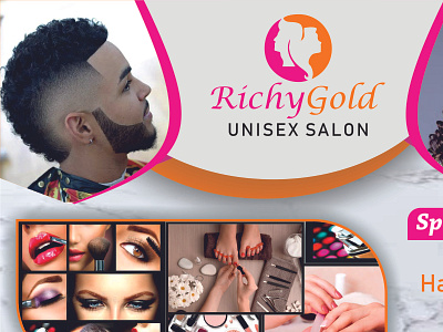 RichyGold Unisex Salon Banner Design. branding design graphic design illustration logo typography vector