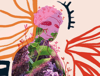 Lilac Man collage digital illustration magazine mental health