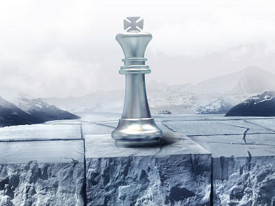 Chess. Collage art chess cold collage ice