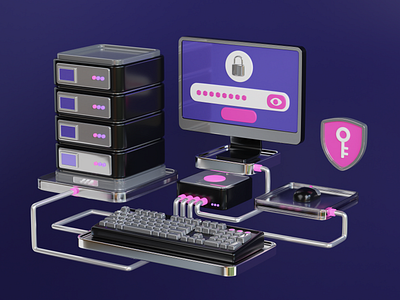 Database Security 3D Illustration