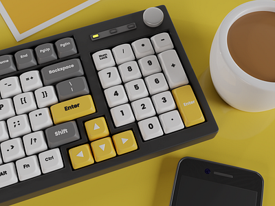 Yellow Desk 3d 3d art 3d blender 3d illustration blender desk graphic design keyboard yellow