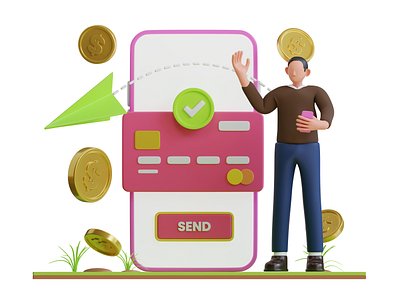 Sending Money 3D Illustration 3d 3d art 3d blender 3d character 3d icon 3d illustration 3d modeling 3d web design 3d web illustration animation blender branding design graphic design illustration logo sending money ui ux web illustration