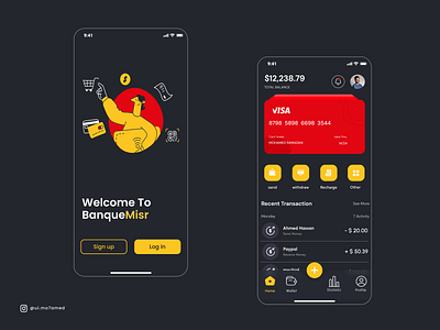 BanqueMisr - Banking Mobile App app apps design bank bank card banking app credit card design graphic design money transfer ui ux
