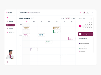 Medical Schedule calendar crm design desktop doctor medical medical care schedule ui ux web