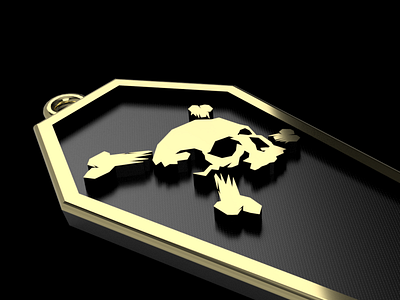 Skull Coffin Cover 3d 3d art coffin cross bones gold pendant skull
