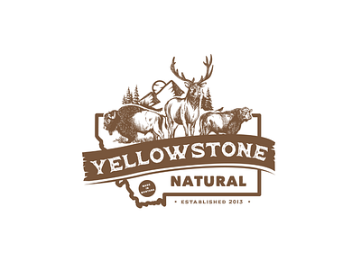 Yellowstone Natural Logo Design animals brand design branding design graphic design graphic designer hand drawn illustration logo branding logo design logo designer logotype retro vintage style wildlife
