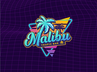 Tropic Bar Logo Design 80s 80s style bar bar logo branding graphic design graphic designer illustration logo logo brand logo design logo designer neon summer bar tropic