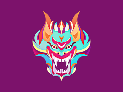 Demon angry animal bright color demon fire horns jujutsu purple rage spirit teeth