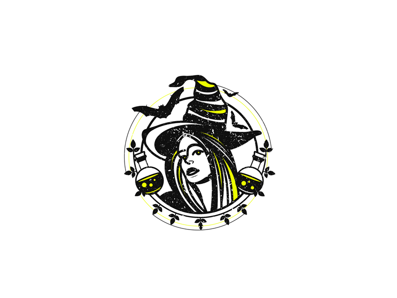 The Bad Witch yellow neon hat bat rose potion witch bad party halloween