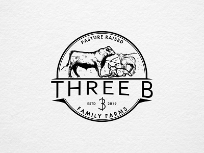 Three B Family Farms Logo branding design emblem design emblem logo farm farm emblem farm logo graphic design hand draw illustration logo simple typography vector vintage design