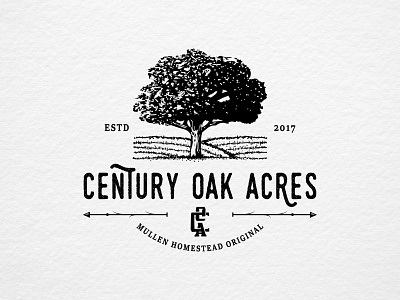 Century Oak Acres Logo Design branding design emblem design emblem logo farm farm logo graphic design illustration logo tree tree emblem tree logo vector vintage design vintage drawing vintage logo