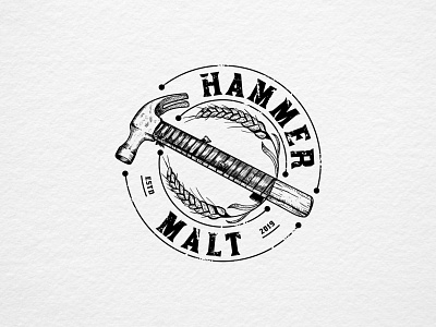 Hammer Malt Logo Design branding design drawing emblem design emblem logo farm hammer drawing hammer logo hand drawn hand drawn concept illustartor illustration logo