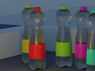 A bunch of water bottles