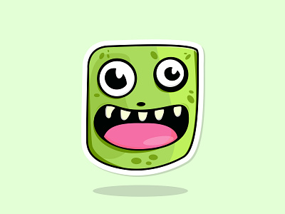 Green monster doodle face face