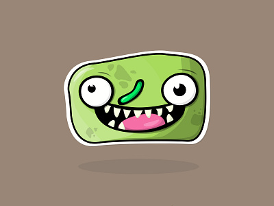 Green monster doodle face