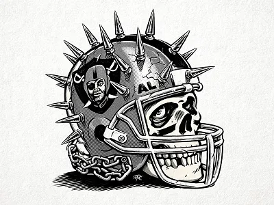 ESPN.com Raiders editorial illustration brush editorial espn halftone illustration ink magazine raider nation raiders