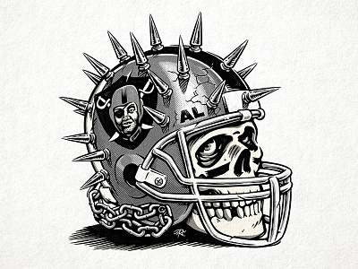 ESPN.com Raiders editorial illustration brush editorial espn halftone illustration ink magazine raider nation raiders