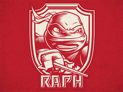 TMNT RAPH badge brush illustration ink raph raphael teenage mutant ninja turtles tmnt
