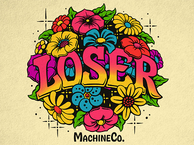 Loser Machine Flowers 70s brush design flowers hobeaux illustration ink lettering loser machine typography