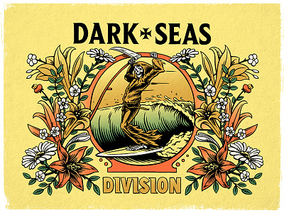 Dark Seas Division 70s apparel brush dark seas division design flowers illustration ink reaper soul
