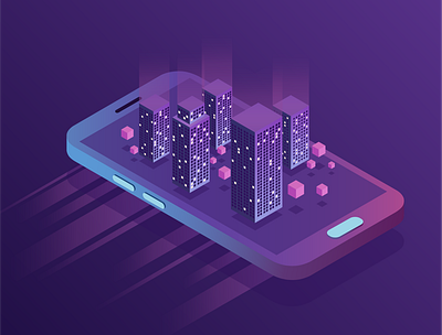 Isometric smart city 3d art artwork city creativity design illustration illustrator isometric it phone smart city smartphone screen technology vector