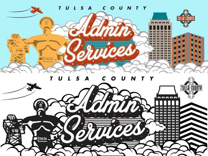 Admin Services Hallway Mural art deco mural oklahoma driller tulsa