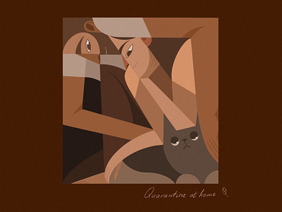 Quarantine At Home avant garde cat characterillustration cubism freelance illustrator illustration illustrator minimal illustration newyork procreate procreate art procreateapp quarantine stayhome